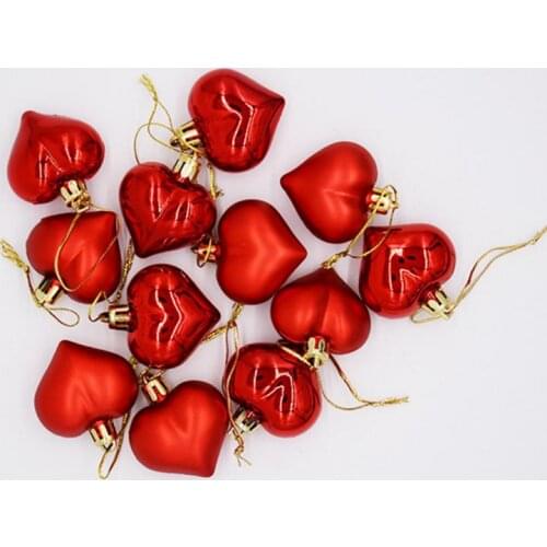 12PCS/Pack Heart Christmas Pendant Balls Christmas Tree Decoration Party Ornaments 2020 Christmas Decorations For Home