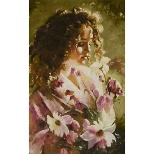 Full Square Round Diamond painting 5D European girl mosaic Diamond Embroidery rhinestones chrysanthemum diamond pictures art