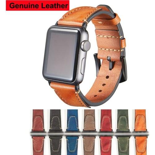 Top Quality Genuine Leather Watch Band for Apple Watch 44mm 40mm 42mm 38mm 7 Colors Watchband for iWatch 6 SE 5 4 3 2 Strap Belt