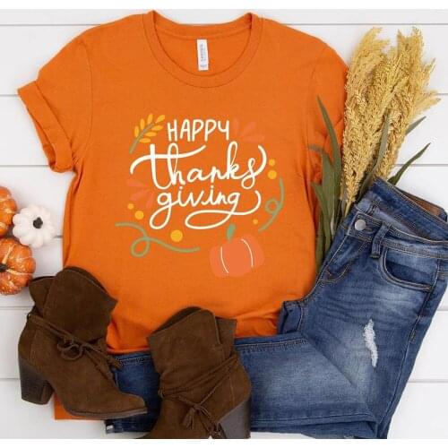 Happy Thanksgiving Shirt Unisex Thanksgiving Shirt Bella Canvas Shirt Pumpkin Graphic Shirt Orange Shirt Harajuku Shirt