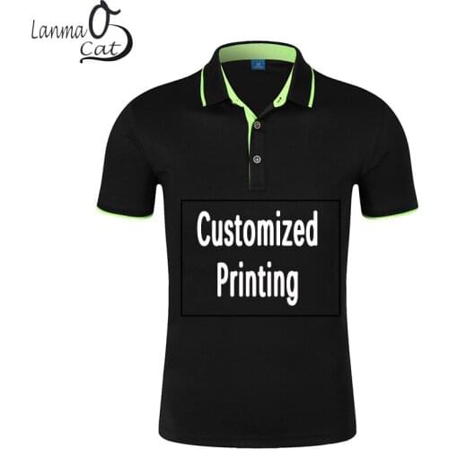 Lanmaocat Men Women Printing Polo Shirts Customized Printing Short Sleeve Shirts Plus Sizes Polo Shirt Free Shipping