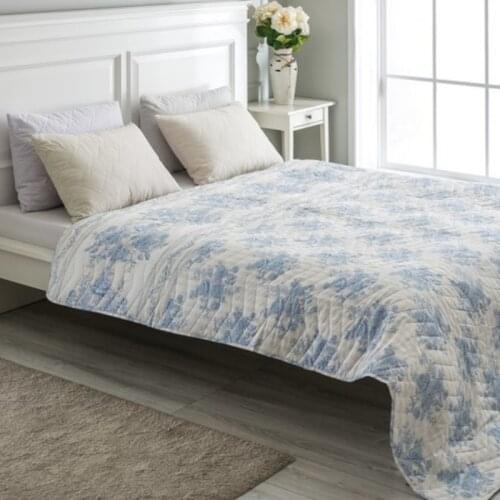 Seasonal Pique Quilted Multi-Purpose Bedspread Double Fiber Filled Blue Natural Bedroom Home Hotel 200 x 220 Cm