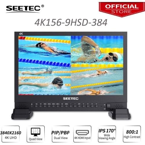 Seetec 4K156-9HSD-384 15.6 Inch IPS UHD 3840x2160 4K Broadcast Monitor with 3G-SDI HDMIx4 Quad Split Display Director Monitor
