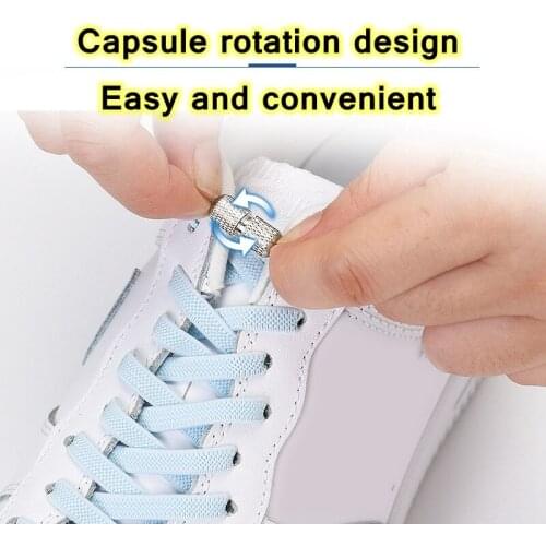1pair Elastic Capsule Locking Shoelaces Flats No Tie Shoelace Quick Sneakers Shoe Laces Kids Adult Women Men Shoes Lace Strings