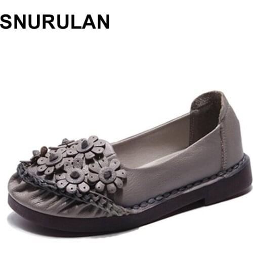 SNURULAN Spring Autumn New Women Flats Shoes Flowers Sweet Style Comfortable Peas Shoes Shallow Soft Sole Non-Slip Shoes