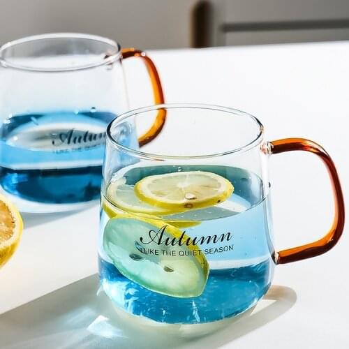 Modern Ocean Blue Glass Water Cup Heat-resistant Colorful Simple and Fresh Style Water Mugs