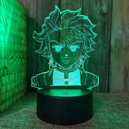 LED Tanjiro Kamado Figure Night Lamp Acrylic 3D Anime Nightlight Room Table Decor Touch Sensor Remote Lava Lampara