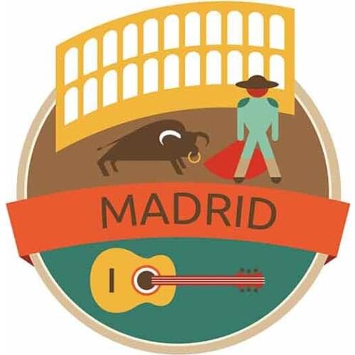 SZWL Fun Travel Car Stickers for Madrid Spain Decal Vinyl Sunscreen RV VAN JDM Car Accessories Graphics Anime Sign,13cm*12cm