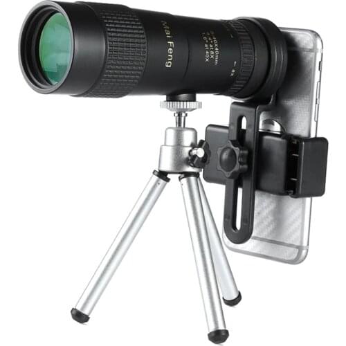 Spotting Telescope Monocular Outdoor Camping Hiking Birdwatching Coated Lens Telescope Waterproof Monocular Phone Clip Tripod