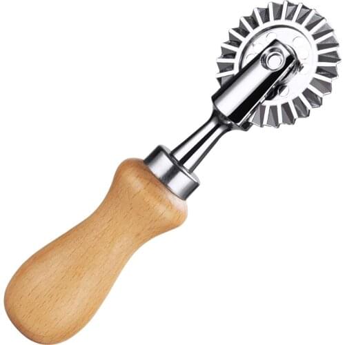 BalleenShiny High Quality Zinc Alloy Cake Cutter Home Kitchen Baking Tool Creative Solid Wood Handle Cutter for Biscuit Noodles