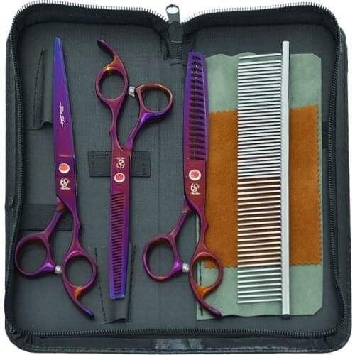 Japanese Steel 7.0" Dog Hair Clippers Pet Straight Curved Cutting Scissors Puppy Thinning Shears Animal Grooming Scissors B0022A