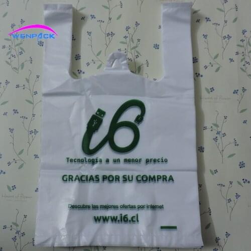 32x20x10cm custom printed logo shopping handle plastic gift vest handle bag/ promotion plastic bag/packaging food bag