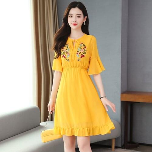 2021 Elegant Fashion Solid Embroidery Chiffon Sexy Mini Dress Summer Plus Size Vintage Runway Dress Women Bodycon Party Vestidos