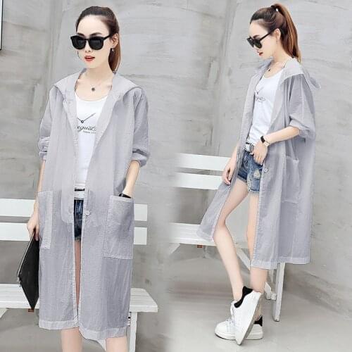 2021 Summer New Korean Long Sleeve Medium Length Sunscreen Clothing Womens Loose Seaside Thin Sunscreen Clothing Coat