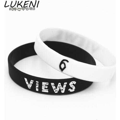 1PC Hot Sale 6 Views Rubber silicone Wristband Black White Rap Music Bands Silicone Bracelets &Bangles Wristband Gifts SH176