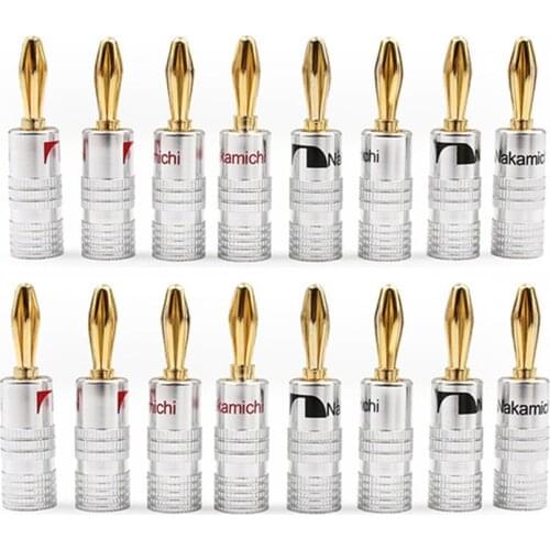 4pcs Banana Plug Connectors ID 8mm Speaker Banana Plugs Gold Plated Copper Audio Jack Conector Speakon Match With Binding Post