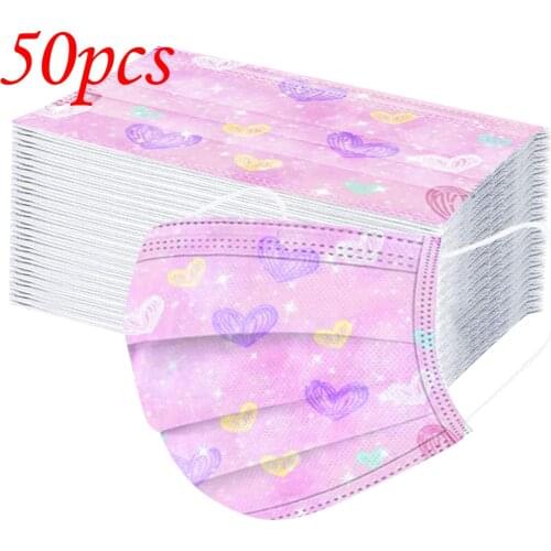50pc Kids Disposable Mascarilla Nonwove Face Mask Children Tie-dye Gradient Printed Masks Earloop Halloween Cosplay Mascarillas