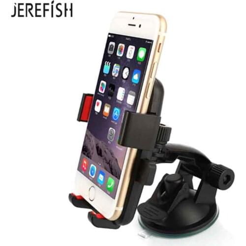 JEREFISH Dashboard Sucker One Touch Car Phone Holder with Fixed Base Windshield Suction Cup Mount for iPhone X 8 6s Samsung S7
