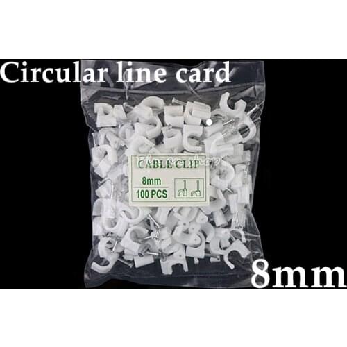 Free shipping 100pcs 8mm Cable fixed Round or Circle Path cable clips with Nail, Wire U Circle Cable Clamp with Nail