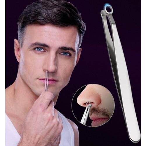 Health Safety Universal Nose Hair Trimming Tweezers Stainless Steel Eyebrow Hair Cut Manicure Facial Makeup Scissors Unisex Gift