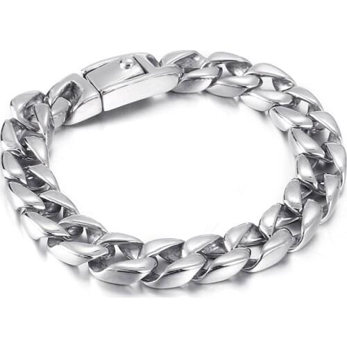 Jewels Store High Quality Mens Punk Totem Cuban Chain Stainless Steel Link Classic Bracelet 210mm Jewelry Gifts For Man