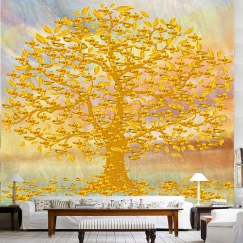 Photo wallpaper custom 3D stereo mural wallpaper living room bedroom sofa backdrop wallpaper gold ingot tree mural