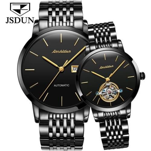 JSDUN 2021 Brand Luxury Ladies Mechanical Watch Couple Hollow Tourbillon Watch Automatic Mens Waterproof Watch Relojes Hombre