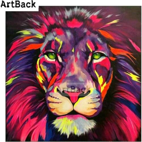 Full square drill colorful lion 5d diamond painting animal 3d diamond embroidery rhinestone stick drill embroidery