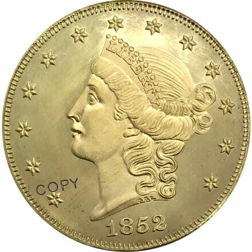 O 1852 United States 20 Dollars Liberty Head gold coin Brass Collectibles Copy Coin