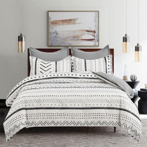 Black Geometric Pattern Ducet Cover Pillowcase White Bedding Set 220x240 Quilt Cover Single Twin Queen Double King Size Adult