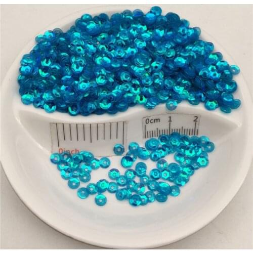 4mm Cup Round Loose Sequin Paillette Sewing,Wedding Craft,Women Kids DIY Garment Accessory transparent blue