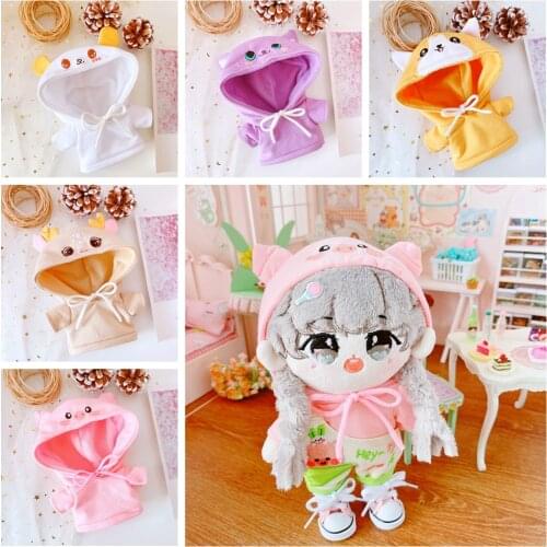 Doll 20cm Plush Korea Kpop EXO Idol Dolls Cartoon Hooded Sweater + Overalls + Canvas Shoes Accessories Collection