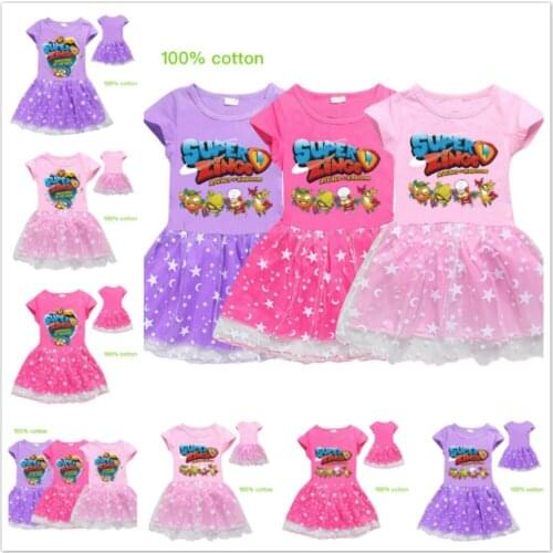 Summer Cute Baby Dresses For Girls Super Zings Serie Print Baby Short Sleeves Princess Dress Girl Toddler Cotton Vestido Costume