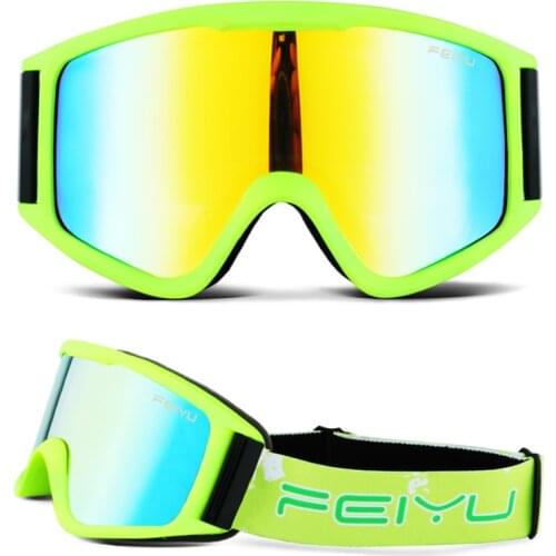 Double Lens Anti-fog Ski Goggles Soft TPU Cylindrical Windshield Skiing Glasses for Adult Kids Outdoor Snow Sports Climbling