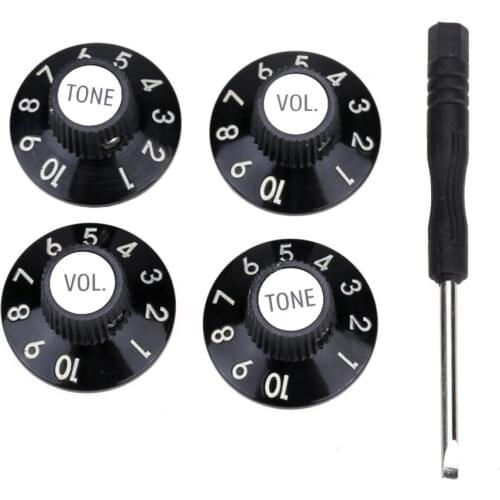 Musiclily Pro Imperial Inch Size Guitar 2 Tone 2 Volume Amplifier Effect Pedal Witch Hat Skirted Knobs Set, Black