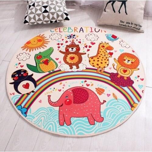 Mylb Round cartoon printed soft carpet non-slip childrens carpet boy and girl game pad computer chair floor mat family children