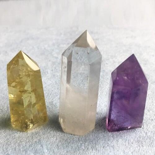 Natural yellow Citrine crystal Amethyst crystal white polishing crystal wand Point healing quartz crystal for gifts