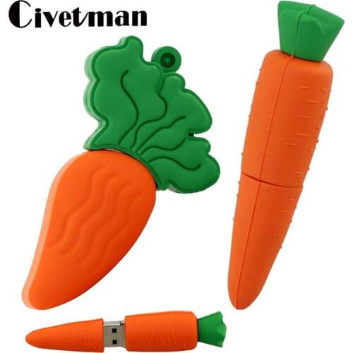 New USB Flash Drive 256GB Carrot USB 2.0 Memory Stick 64GB Mini Pen Drive 4GB 8GB 16GB 32GB Funny Vegetable Model 128GB Pendrive