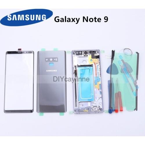 Complete Parts For Samsung Galaxy Note 9 N960 Full Housing Case Back Cover + Front Screen Glass Lens + Middle Frame