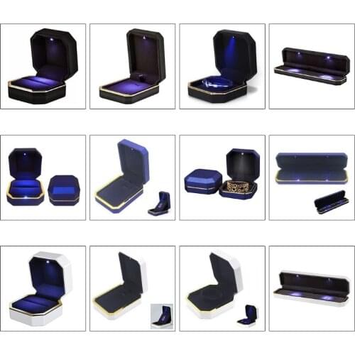 Luxury Bracelet Box, Velvet Jewelry Box Storage Case Organizer Holder with LED Light, Black