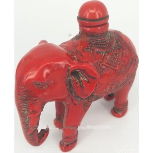 Hand Carving Crafts Red Coral Carved Elephant Resin Kettle Teapot Ornaments