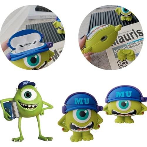 Disney Monsters University Big Eyes Mike Cartoon Silicone Headphone Case Suitable for Airpods1/2 AirPods Pro Anti-drop Case