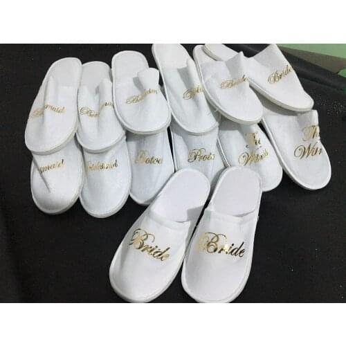 Custom Bride slippers protocol the witness bridesmaid maid-of-honour bridal-party spa day hen night wedding party favors