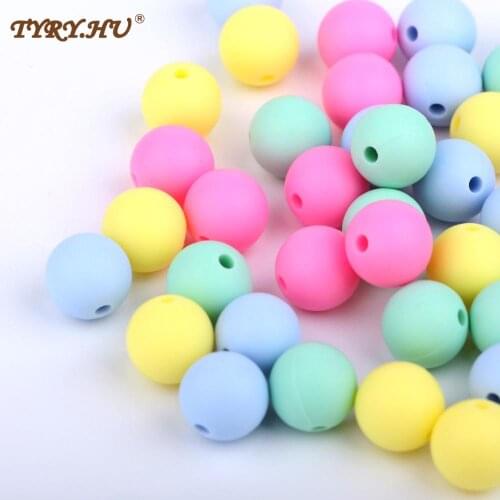 TYRY.HU 40Pcs Silicone Bead Baby Teething Chewable Teether Safe Toys For Pacifier Chain pendant BPA Free 12mm Food Grade
