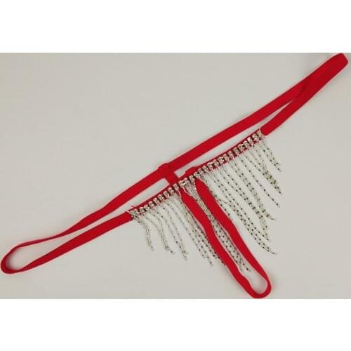 Extreme Sexy Thongs Women Micro G-Strings Tangas Tassel Rhinestones Chain Panties T-Back Hollow Out Underwear Erotic Lingerie