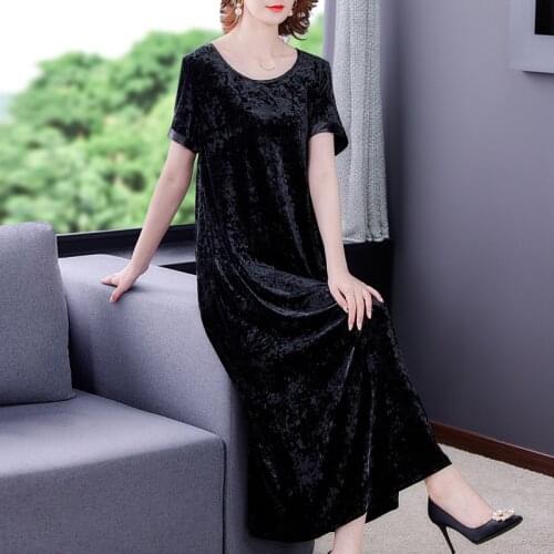 Spring Autumn Black Velvet Elegant Maxi Dresses Women Korean Vintage Solid Casual Robe 2021 Women Bodycon Party Evening Vestidos
