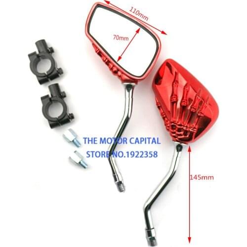 1 Pair Motorcycle Handlebar Skull Hand Pattern Ghost Claw Rearview Side Glass Mirror for Street Cars Scooter