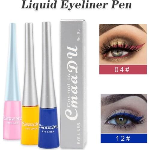 12 Colors Liquid Eyeliner Pencil Quick Dry Waterproof Colorful Eye Liner Pen Matte Colorful Brown Purple Eyes Cosmetic Tool TSLM