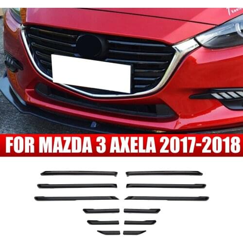 12Pcs for MAZDA 3 Axela 2017 2018 Carbon Fiber Font Bumper Grille Grill Cover Trim