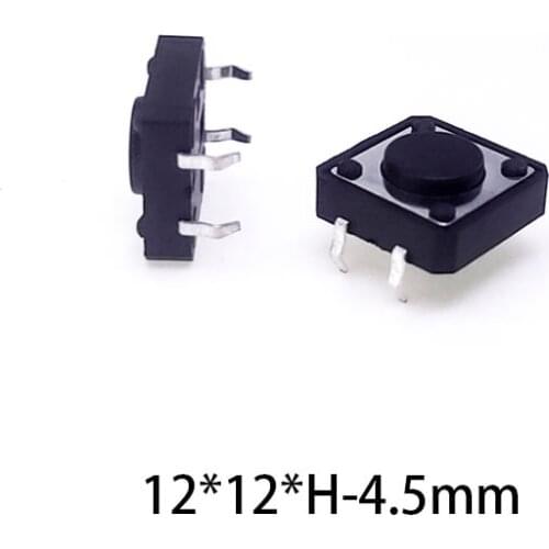 20/50/100 pcs/lot Round Head 12*12*4.5 4P 12V 0.05A Push Button Switch Micro Tact Touch Switch Metal Tactile